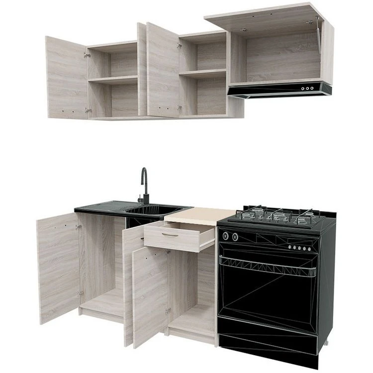 Le moins cher 👍 Cuisine Complète 3 éléments Hauts Et 2 éléments Bas L180cm MELBA ✨ 3 Le moins cher 👍 Cuisine Complète 3 éléments Hauts Et 2 éléments Bas L180cm MELBA ✨ – Image 2