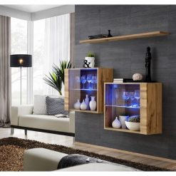 Meilleure affaire ???? Paris Prix Lot De 2 Vitrines Murales & Étagère Switch SBIII 130cm Naturel ????