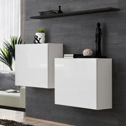 Meilleure affaire 👏 Paris Prix Lot De 2 Blocs & Étagère Switch SBI 130cm Blanc & Noir 🌟