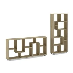 Offres 🥰 SKRAUT HOME Skraut Home - Etagère Murale Bibliotheque,montage Horizontal/vertical. Chene Clair Brosse,68,5x161x25 😀