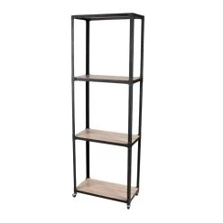 Nouveau 🔔 DIVERS Bibliothèque Industrielle 4 Etagères Factory - 30 X H. 180 Cm - Marron Naturel 🔥