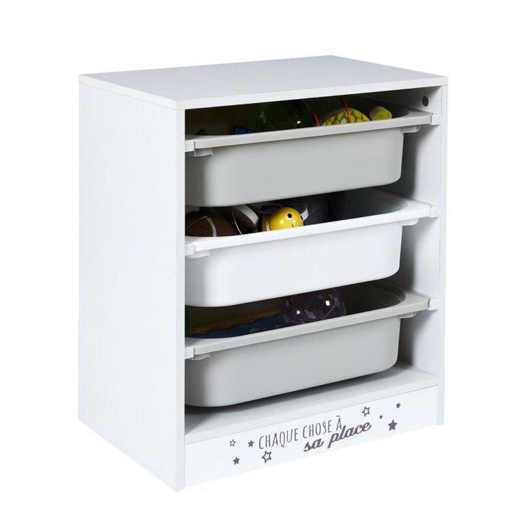 De gros ???? Paris Prix Meuble De Rangement 3 Bacs Tidy 51cm Blanc ???? 5 De gros ???? Paris Prix Meuble De Rangement 3 Bacs Tidy 51cm Blanc ???? – Image 3