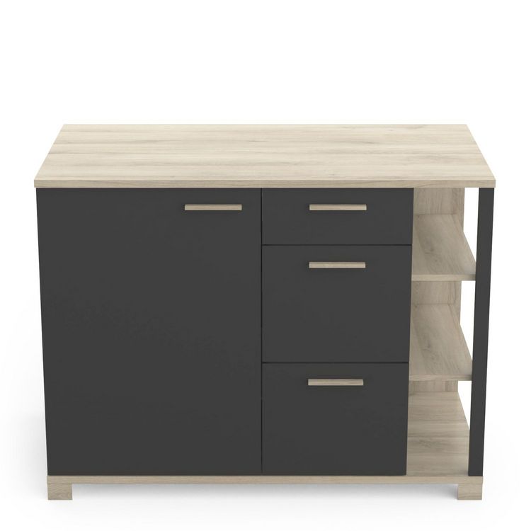 Offres ???? Meuble De Cuisine Bas 1 Porte 3 Tiroirs 3 Niches Style Industriel L120cm MARKET ???? 3 Offres ???? Meuble De Cuisine Bas 1 Porte 3 Tiroirs 3 Niches Style Industriel L120cm MARKET ????
