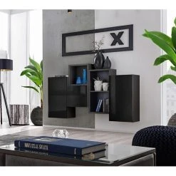 Grosses soldes 🌟 Paris Prix Meuble De Rangement Mural Blox III 140cm Noir 🧨