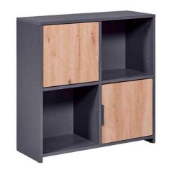 Bon marché ⭐ Paris Prix Étagère 2 Portes Gemeno 77cm Gris & Chêne ❤️