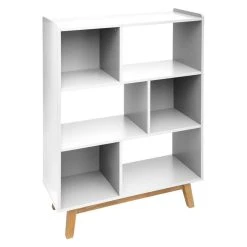 Meilleure vente 🛒 ATMOSPHERA Etagère Bibliothèque Scandinave En Bois Elva - L. 80 X H. 112 Cm - Blanc 😍