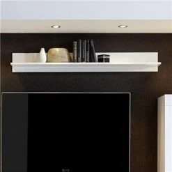 Offres ❤️ HAPPYMOBILI Etagère Murale Design Blanc Laqué Brillant OKLAND 🤩