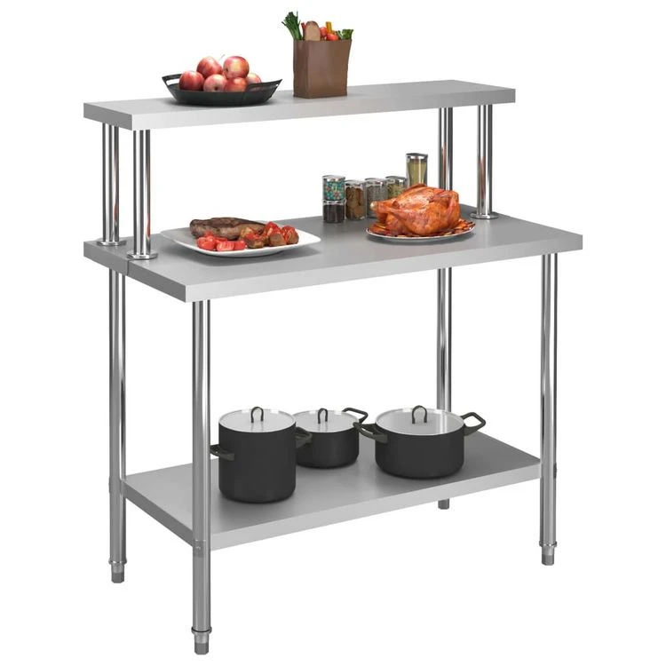 Meilleur prix 🛒 VIDAXL Table De Travail De Cuisine Avec Etagere 120x60x120 Cm Inox 🛒 4 Meilleur prix 🛒 VIDAXL Table De Travail De Cuisine Avec Etagere 120x60x120 Cm Inox 🛒 – Image 2