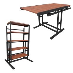 Meilleur prix ???? BLUMIE Etagère Modulable (H125 X L78 X P62 Cm) Convertible En Table - Style Industriel - Couleur Merisier ✨