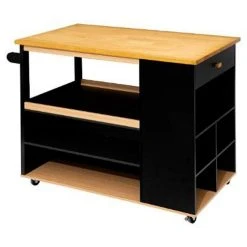 Meilleur prix 🔔 Ilot De Cuisine Rangement 108cm Naturel & Noir 😉