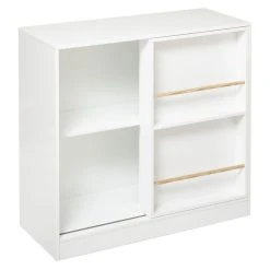 Le moins cher 🎁 ATMOSPHERA Bibliothèque à Porte Coulissante En MDF - Hauteur 75 Cm - Blanc 👍