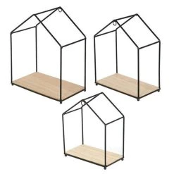 De gros ⭐ Paris Prix Lot De 3 Étagères Murales Maison Filaire 27cm Naturel 🌟