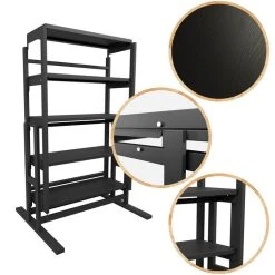 Meilleure affaire 🎉 BLUMIE Etagère Modulable (H125 X L78 X P62 Cm) Convertible En Table - Style Industriel - Couleur Ebène 🌟 -VIDAXL Shop unnamed file 144