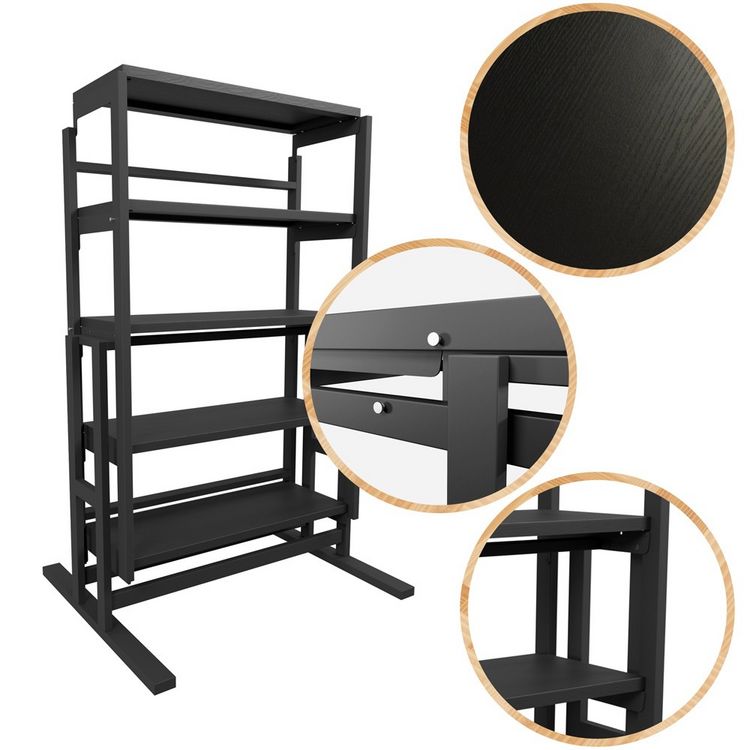 Meilleure affaire ???? BLUMIE Etagère Modulable (H125 X L78 X P62 Cm) Convertible En Table - Style Industriel - Couleur Ebène ???? 5 Meilleure affaire ???? BLUMIE Etagère Modulable (H125 X L78 X P62 Cm) Convertible En Table - Style Industriel - Couleur Ebène ???? – Image 3