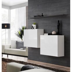 Nouveau ???? Paris Prix Lot De 2 Blocs & Étagère Switch SBI 130cm Blanc & Gris ????