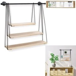 Coupon 🥰 The Home Deco Factory Etagère Murale Filaire à 3 Balancelles - Noir Et Effet Bois 💯 -VIDAXL Shop unnamed file 1447