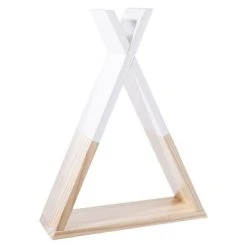 Sortie 🧨 Etagère En Bois Tipi 39cm Naturel & Blanc 🤩