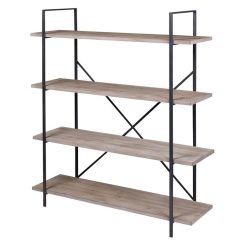 Top 10 ???? DIVERS Bibliothèque Droite 4 étagères Country Side - H. 140 Cm - Bois Et Noir ????