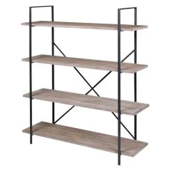 Top 10 👏 DIVERS Bibliothèque Droite 4 étagères Country Side - H. 140 Cm - Bois Et Noir 😀