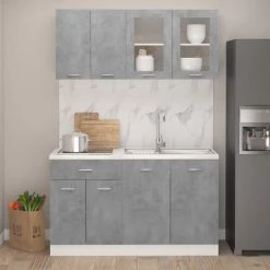 Les meilleures critiques de 🔔 VIDAXL Ensemble De Meubles De Cuisine 4 Pcs Gris Beton Agglomere 🎉