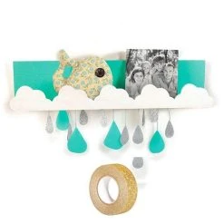 Grosses soldes 👏 Youdoit Etagère Murale Bois 42 X 9 Cm Nuages + Masking Tape Doré à Paillettes 5 M 🔔