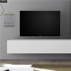 Coupon 🥰 NOUVOMEUBLE Meuble Suspendu 140 Cm Blanc Laqué Design CUBO 🌟