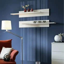 Budget 🔔 Paris Prix Lot De 2 Étagères Murales Design Mix 120cm Blanc 😉