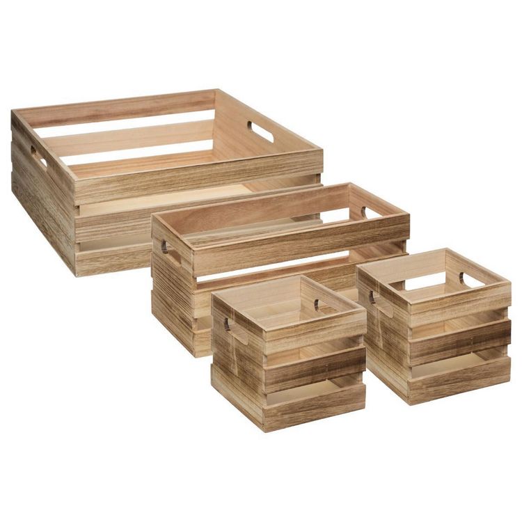 ATMOSPHERA Lot de 4 cagettes bois brut Offres ❤️ ATMOSPHERA Lot De 4 Cagettes Bois Brut ???? -VIDAXL Shop unnamed file 1690