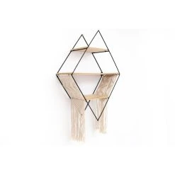 Meilleur prix 💯 HEART OF THE HOME Etagère Murale Ethnique Macramé - L. 45 X L. 65 Cm - Noir ❤️