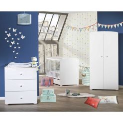 Grosses soldes ???? BABY PRICE Ensemble Lit Bébé 60x120 Cm + Commode à Langer+ Armoire NEW BASIC ????