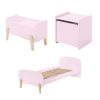 De gros ???? Vipack Lit 90x200 - Chevet 1 Porte Et Coffre à Jouets Kiddy - Vieux Rose ????
