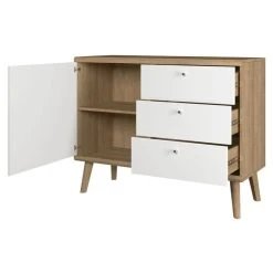 Promo 🤩 Buffet Scandinave 1 Porte Et 3 Tiroirs Pieds Bois Massif L107cm MINSK 🥰 -VIDAXL Shop unnamed file 1800