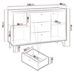 Budget 👍 Buffet Scandinave 2 Portes Et 3 Tiroirs L135cm CHRIS 🤩 -VIDAXL Shop unnamed file 1823