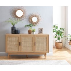 Les meilleures critiques de ???? Buffet 3 Portes Cannage Naturel En Rotin Et Décor Bois L133 Cm AMANDINE ????