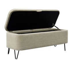 Grosses soldes ???? Bout De Lit Coffre En Tissu Et Pieds épingles Noirs SILVES ????