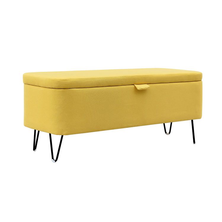 Bout de lit coffre en tissu et pieds épingles noirs SILVES Grosses soldes ???? Bout De Lit Coffre En Tissu Et Pieds épingles Noirs SILVES ???? -VIDAXL Shop unnamed file 1963