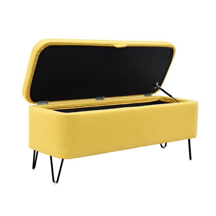 Bout de lit coffre en tissu et pieds épingles noirs SILVES Grosses soldes ???? Bout De Lit Coffre En Tissu Et Pieds épingles Noirs SILVES ???? -VIDAXL Shop unnamed file 1964