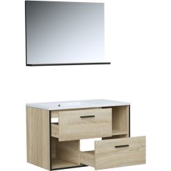 Bon marché ???? Ensemble Meuble De Salle De Bain Bloc 2 Tiroirs Avec Vasque Encastrée Et Miroir L80 Cm + Colonne ROXY ???? -VIDAXL Shop unnamed file 1968