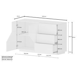 Bon marché ???? Buffet Moderne 2 Portes 3 Tiroirs L140cm SORRENTE ???? -VIDAXL Shop unnamed file 1973