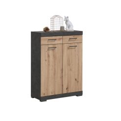 Offres ???? Commode De Rangement 2 Portes 2 Tiroirs L80 Cm PARK ????