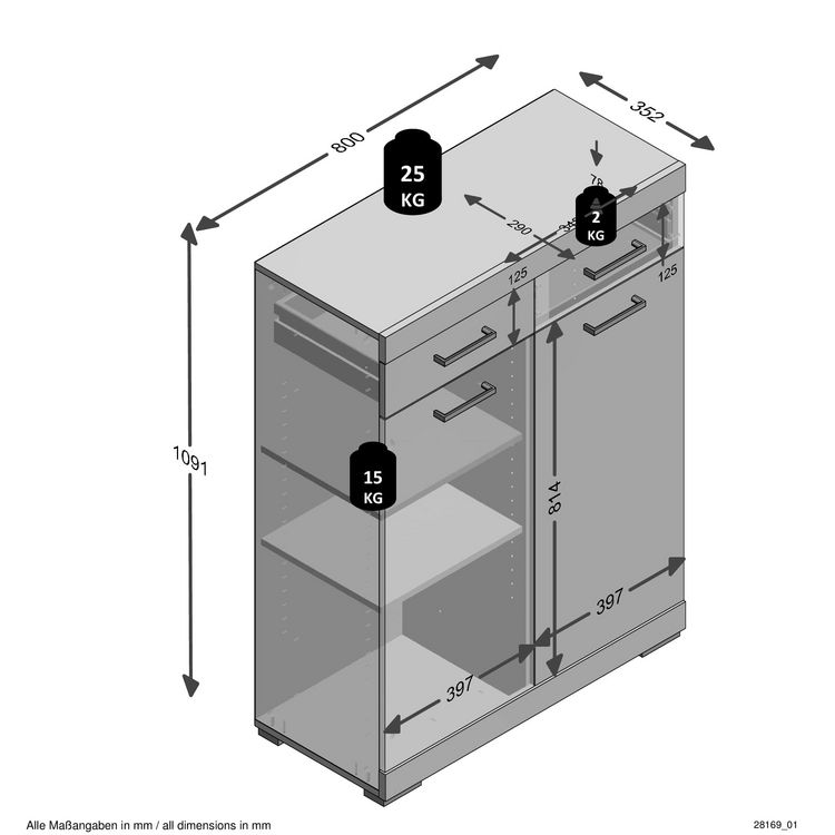 Commode de rangement 2 portes 2 tiroirs L80 cm PARK Offres ???? Commode De Rangement 2 Portes 2 Tiroirs L80 Cm PARK ???? -VIDAXL Shop unnamed file 1979