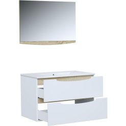 Acheter ✨ Ensemble Meuble De Salle De Bain Bloc 2 Tiroirs Avec Vasque Encastrée Et Miroir L80 Cm + Colonne HAPPY ⭐ -VIDAXL Shop unnamed file 2018