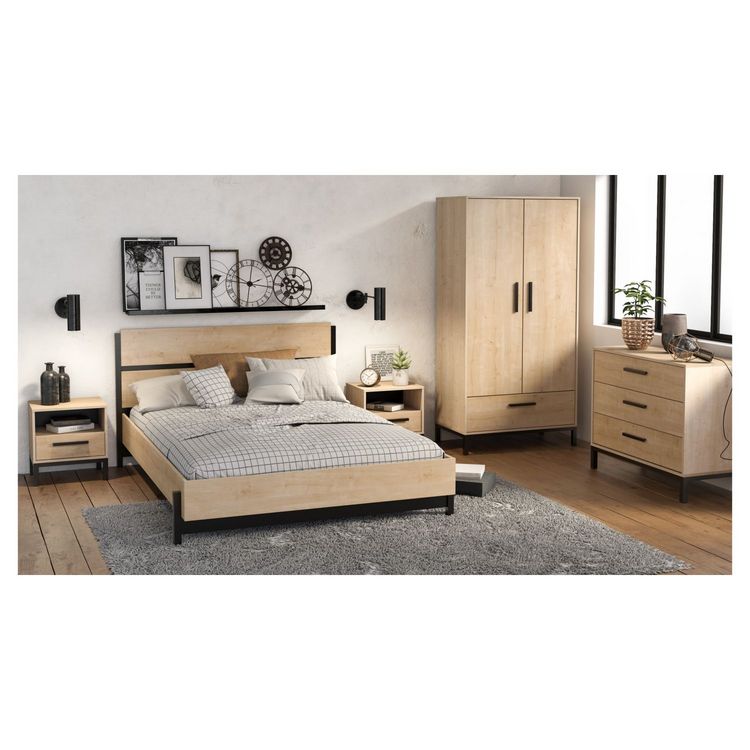 Lit double 160 cm avec tête de lit esprit industriel DOWNTOWN Meilleure affaire ???? Lit Double 160 Cm Avec Tête De Lit Esprit Industriel DOWNTOWN ???? -VIDAXL Shop unnamed file 2030