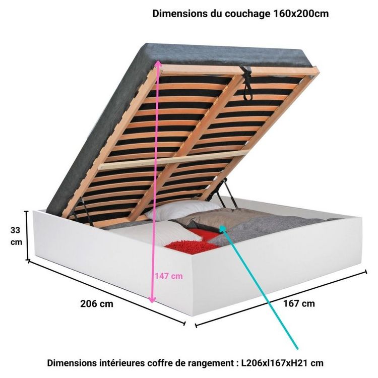 Lit coffre avec sommier relevable 160x200 cm MADRID Coupon ???? Lit Coffre Avec Sommier Relevable 160x200 Cm MADRID ???? -VIDAXL Shop unnamed file 2192