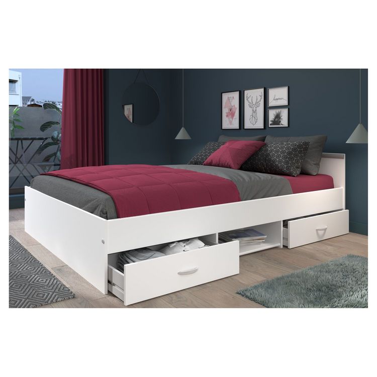 Budget ❤️ Lit Double 2 Tiroirs De Rangement 140x190 Cm DOWTOWN ???? 4 Budget ❤️ Lit Double 2 Tiroirs De Rangement 140x190 Cm DOWTOWN ???? – Image 2