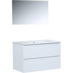 Coupon ✔️ Ensemble Meuble De Salle De Bain Bloc 2 Tiroirs Avec Vasque Encastrée Et Miroir L80 Cm ODYSSEE ????