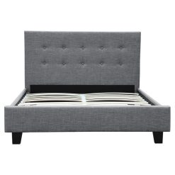 Budget ???? Lit Avec Sommier Et Tête De Lit Capitonnée En Tissu Gris Foncé 140x190 Cm AMAURY ???? -VIDAXL Shop unnamed file 2278