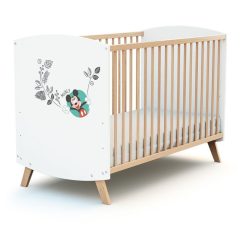 Meilleure vente ???? AT4 Lit Bébé 60x120 Cm MICKEY DISNEY Blanc Et Hêtre Verni ⭐