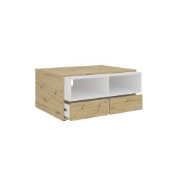 Promo ???? Table Basse Rectangulaire 2 Tiroirs 2 Niches L67,5 Cm MONA ????