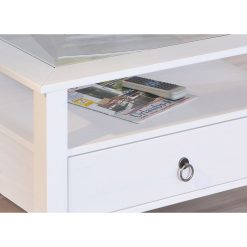 Nouveau ???? Table Basse Carrée En Bois Massif 1 Tiroir Plateau Verre L75cm CASSIS ???? -VIDAXL Shop unnamed file 2383